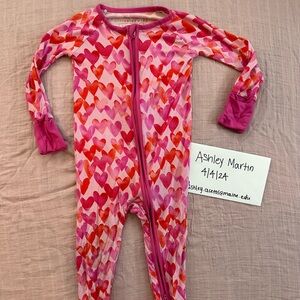 Little Sleepies pink hearts